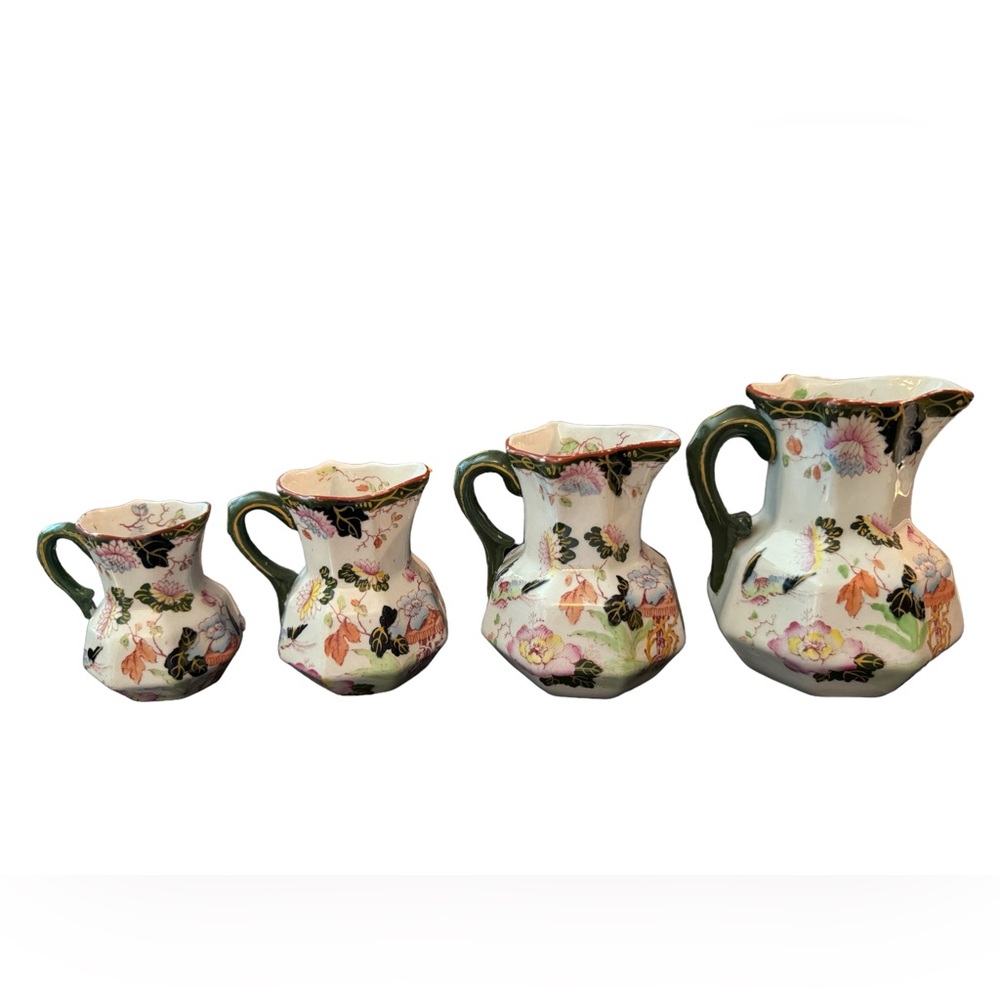 RARE MASONS ENGLAND PITCHER JUGS Set of 4 pcs Antique Asian  Ironstone